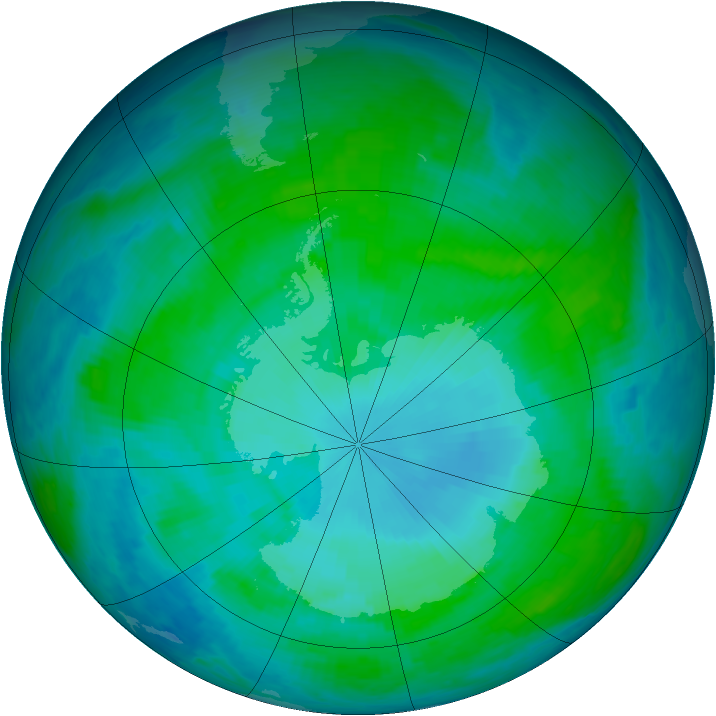 Antarctic ozone map for 20 January 1986